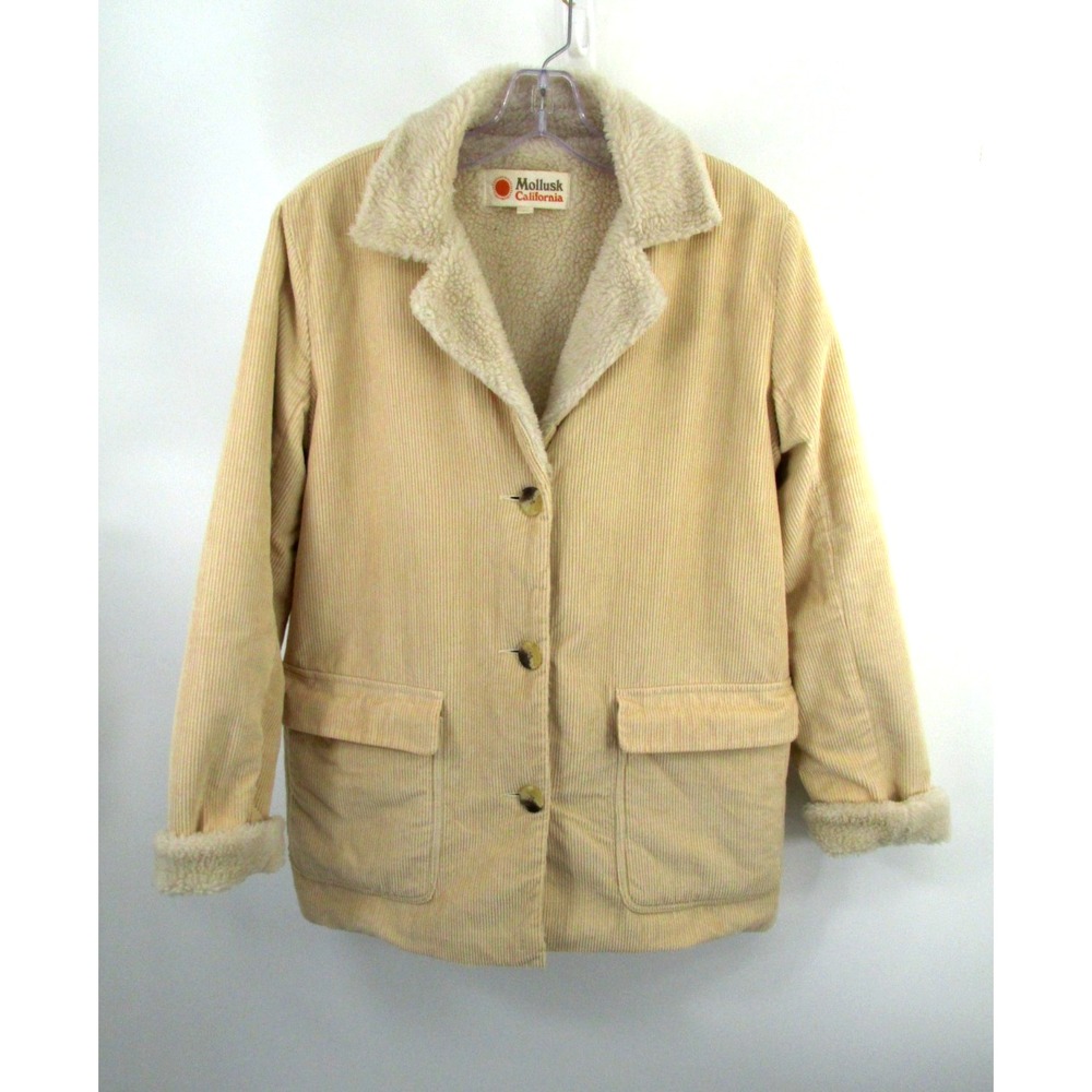 Mollusk California Corduroy Sherpa Jacket Womens Medium Beige Trucker Coat